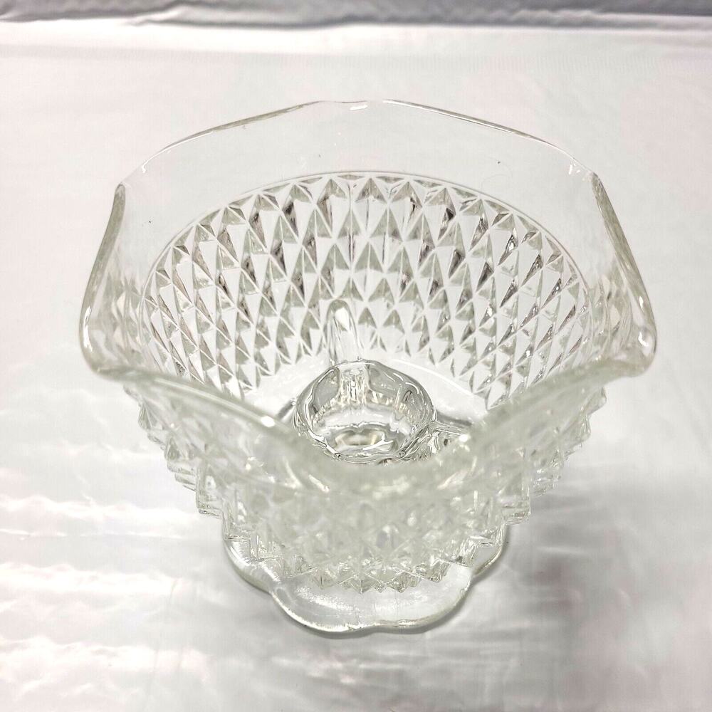 Vintage Indiana Glass Candle Holder Taper Votive Pillar Ripple Diamond 1960s-90s